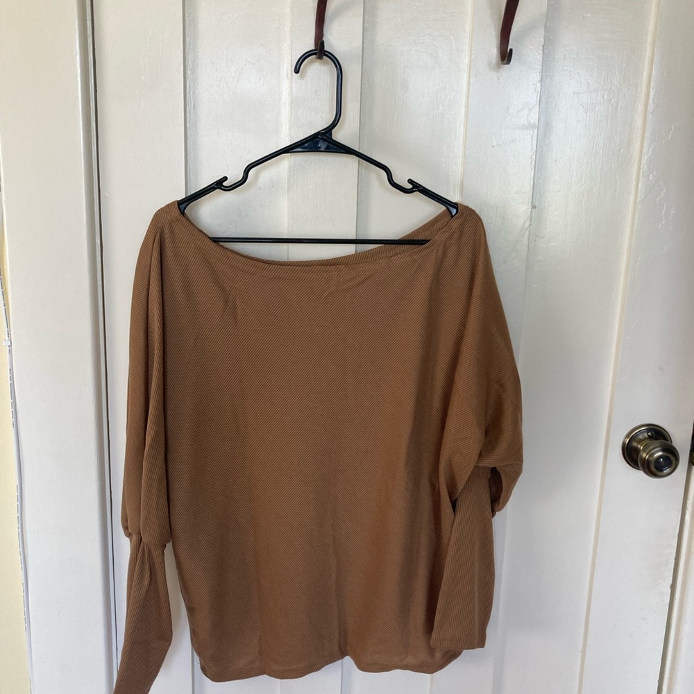 Off the shoulder brown long sleeve